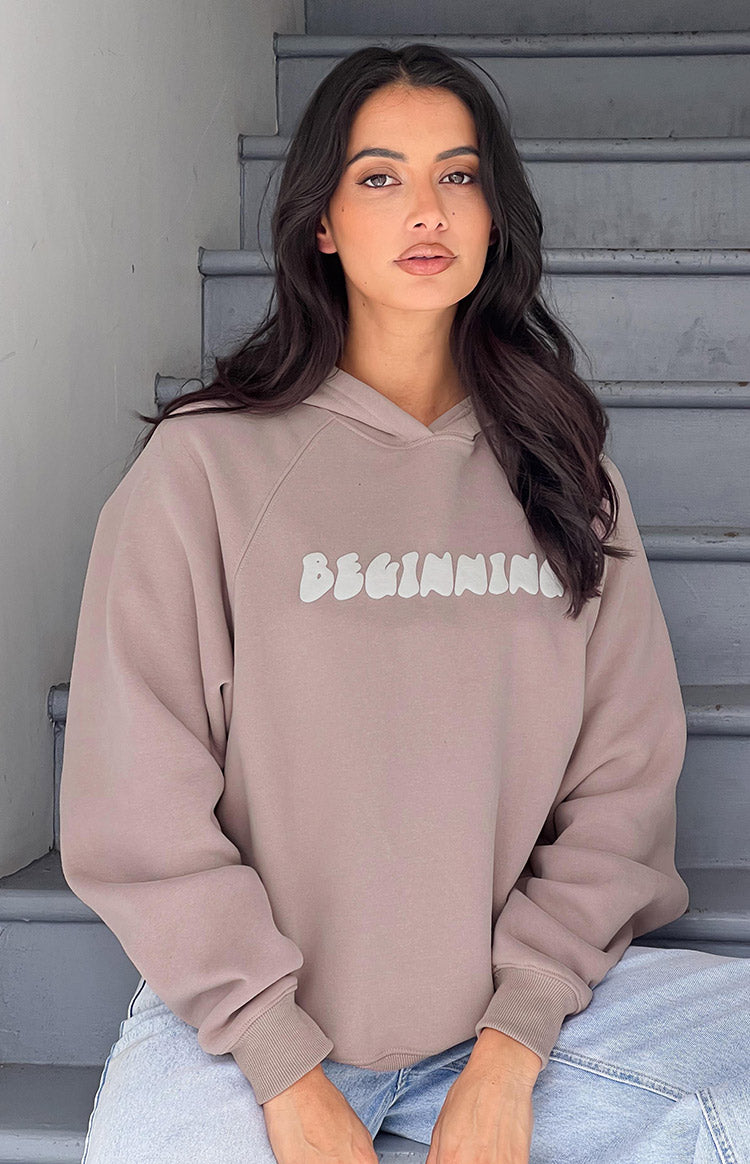 Bej Renk Kapüşonlu Premium Sweatshirt