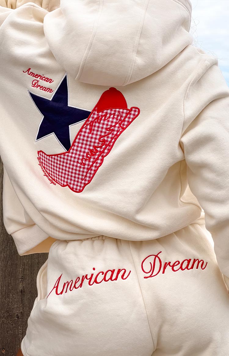 Başlangıç Krem Amerikan Rüyası Kapşonlu Sweatshirt