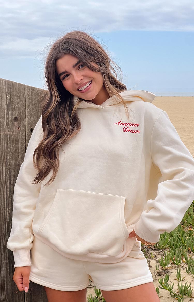 Başlangıç Krem Amerikan Rüyası Kapşonlu Sweatshirt