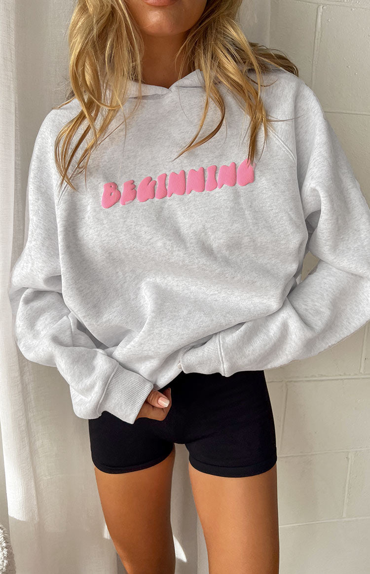 Başlangıç Gri Marl Balon Kapüşonlu Sweatshirt