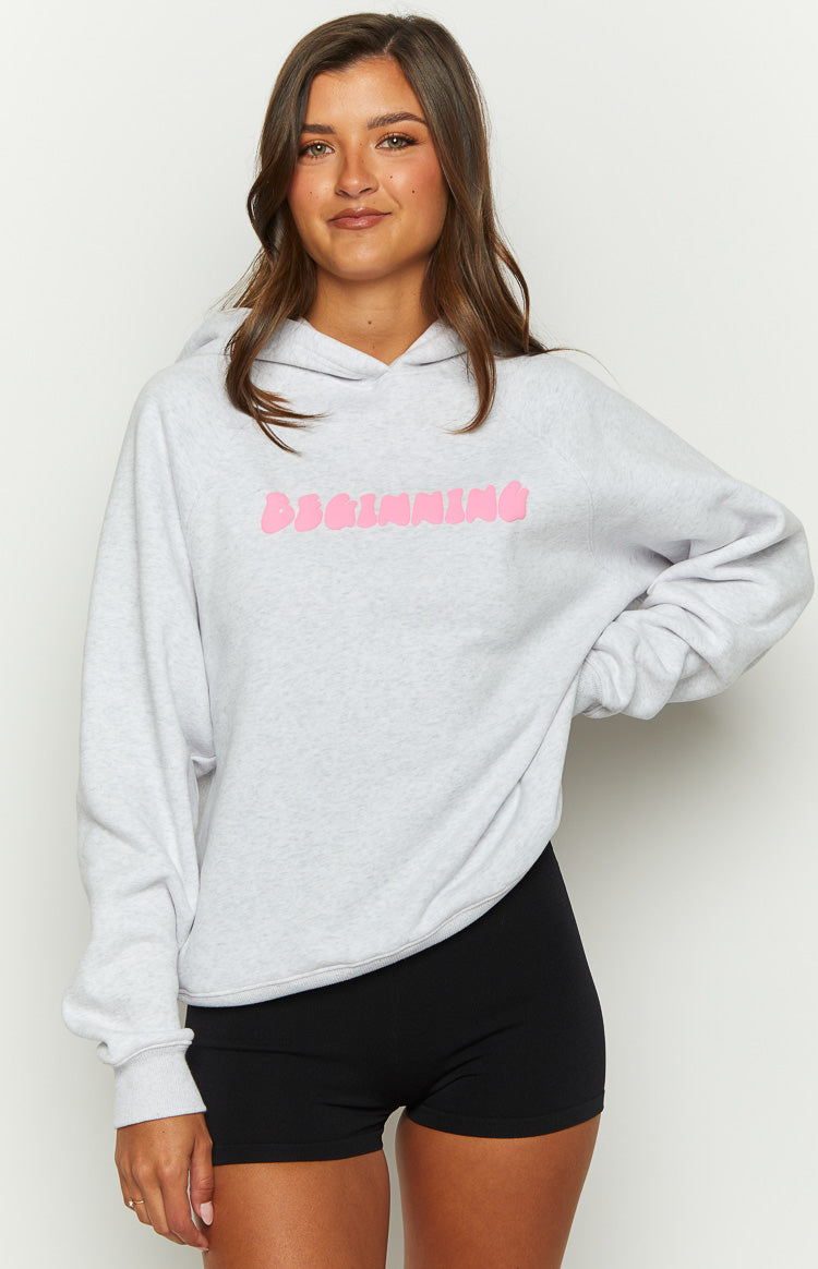 Başlangıç Gri Marl Balon Kapüşonlu Sweatshirt