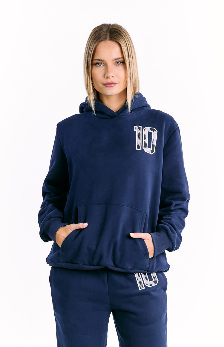 Başlangıç Navy Leopar Yıldız Kapüşonlu Sweatshirt