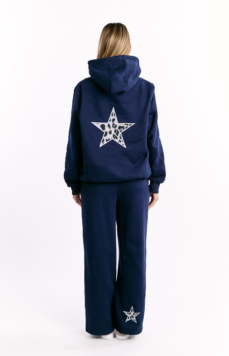 Başlangıç Navy Leopar Yıldız Kapüşonlu Sweatshirt