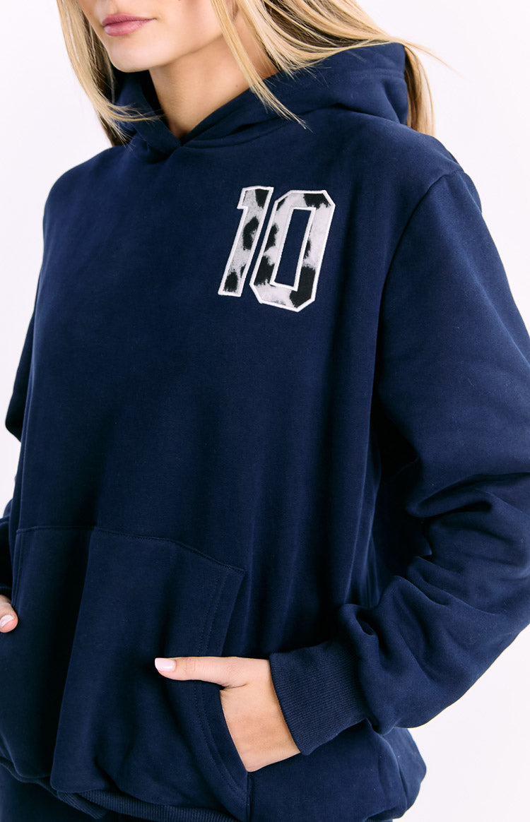Başlangıç Navy Leopar Yıldız Kapüşonlu Sweatshirt