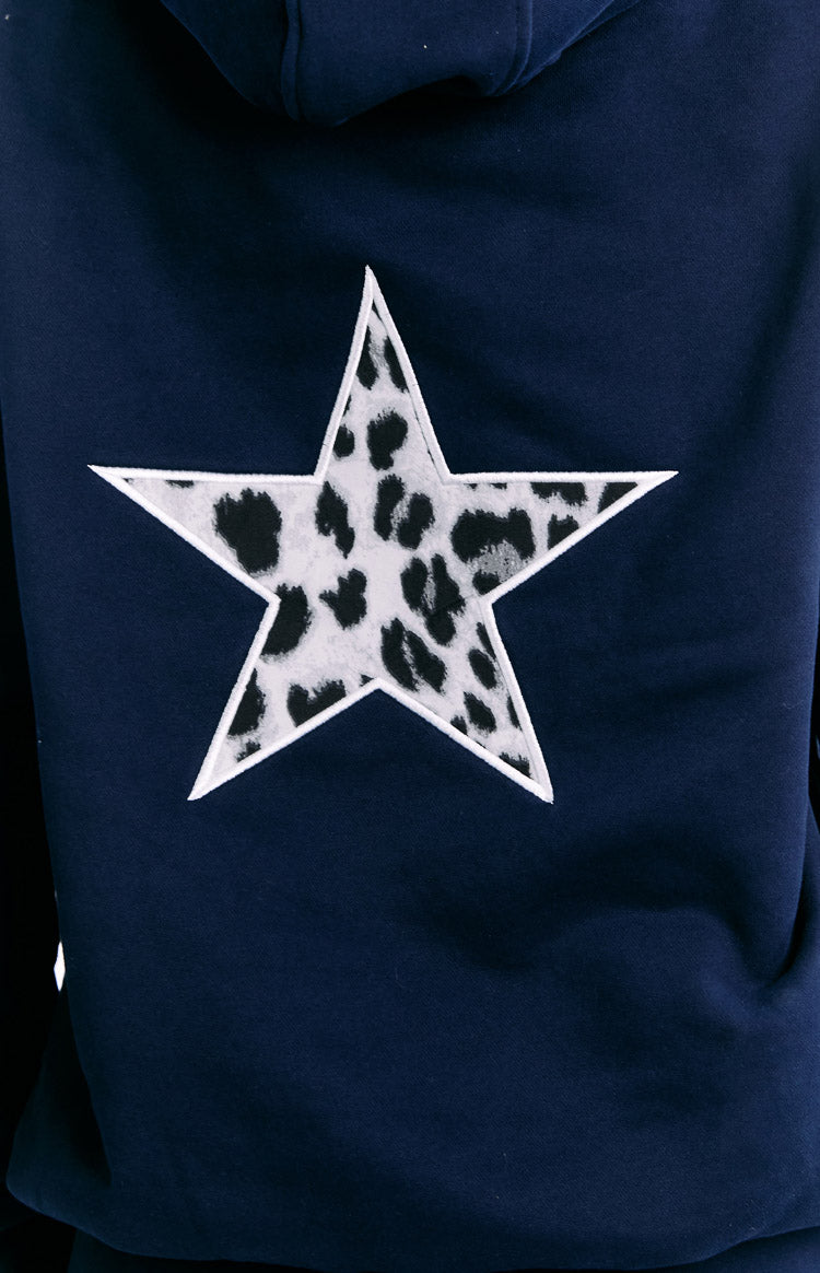Başlangıç Navy Leopar Yıldız Kapüşonlu Sweatshirt