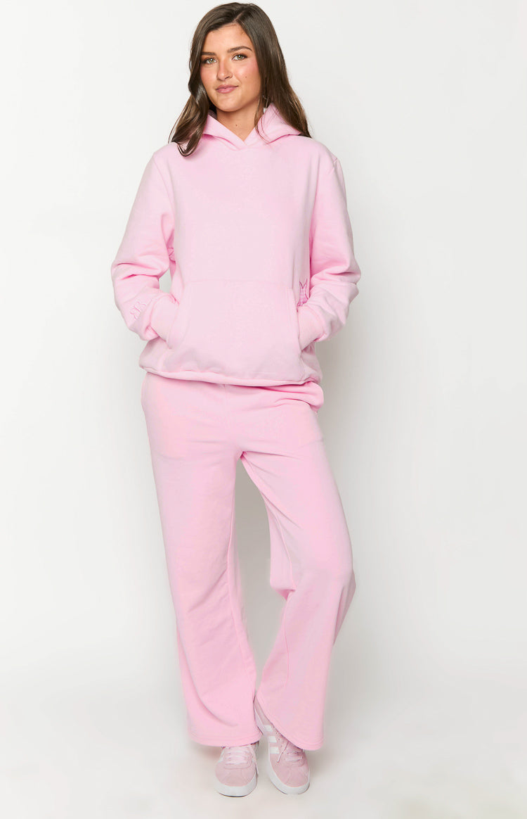 Pembe Yıldız Kapşonlu Sweatshirt