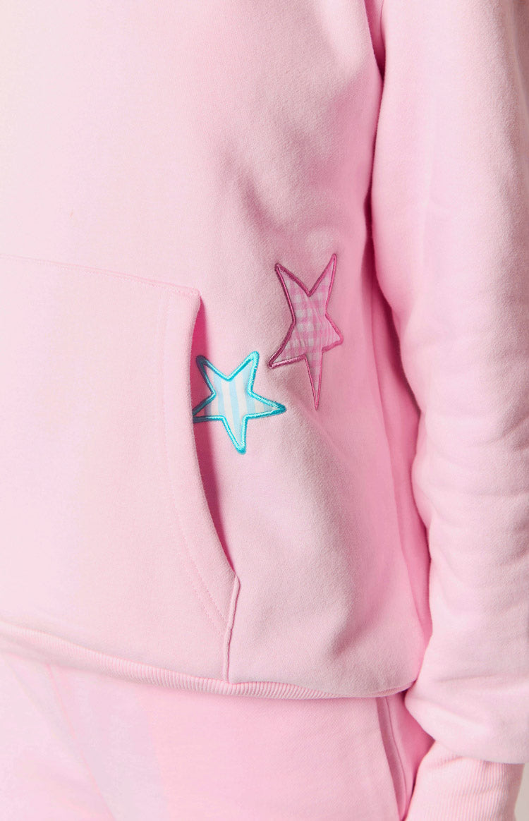 Pembe Yıldız Kapşonlu Sweatshirt