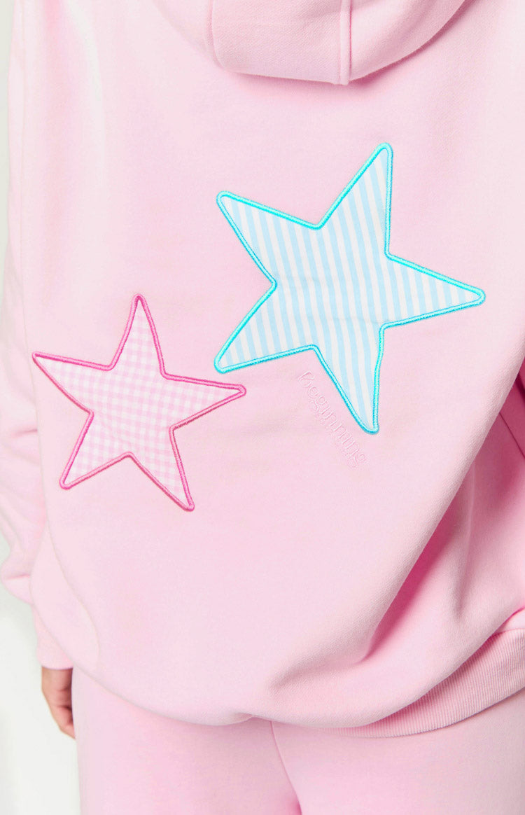 Pembe Yıldız Kapşonlu Sweatshirt