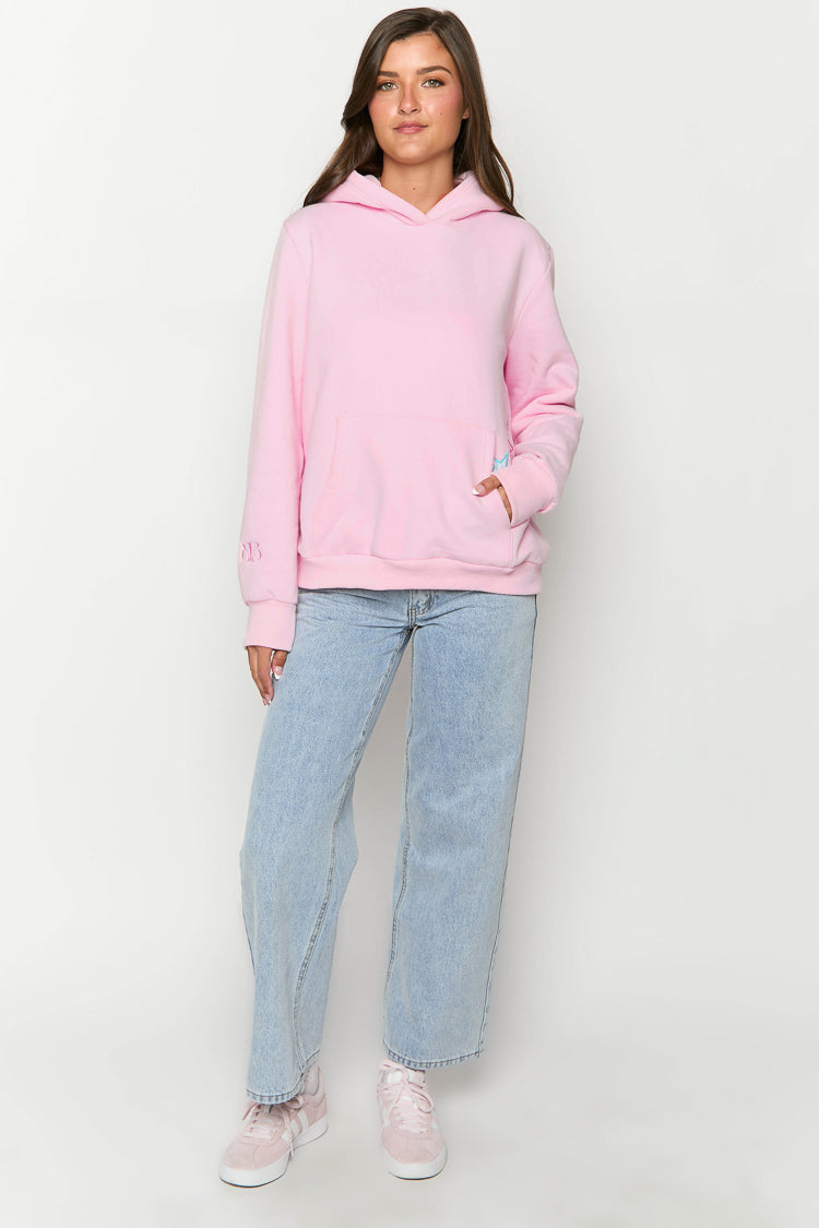 Pembe Yıldız Kapşonlu Sweatshirt