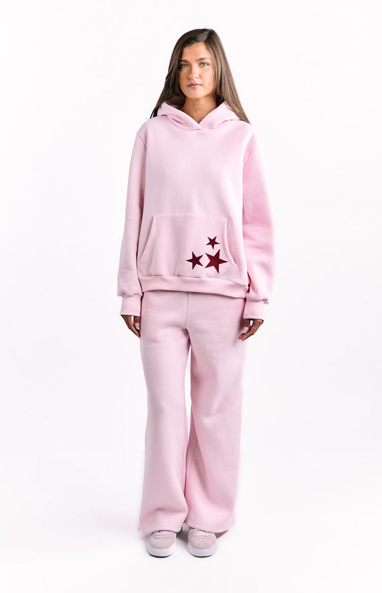 Başlangıç Pembe Bordo Yıldız Kapüşonlu Sweatshirt