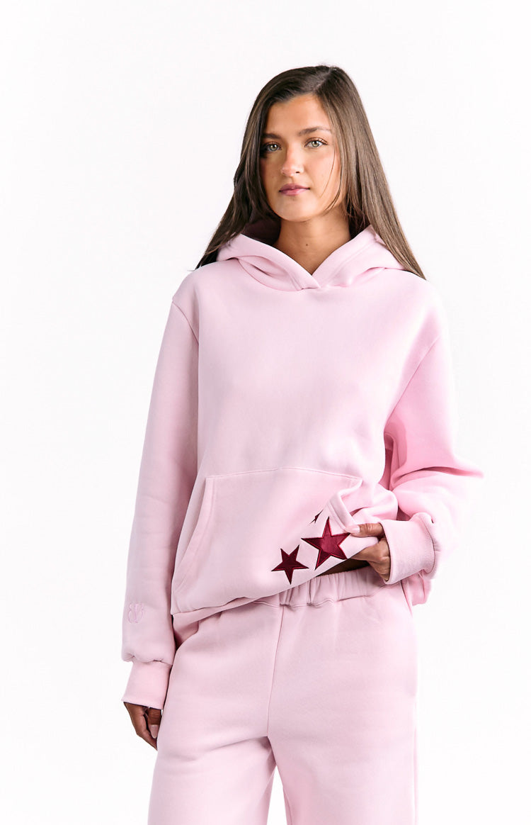 Başlangıç Pembe Bordo Yıldız Kapüşonlu Sweatshirt