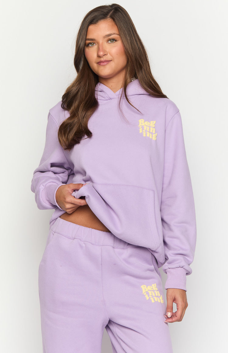 Mor Kapüşonlu Snuggle Bubble Sweatshirt