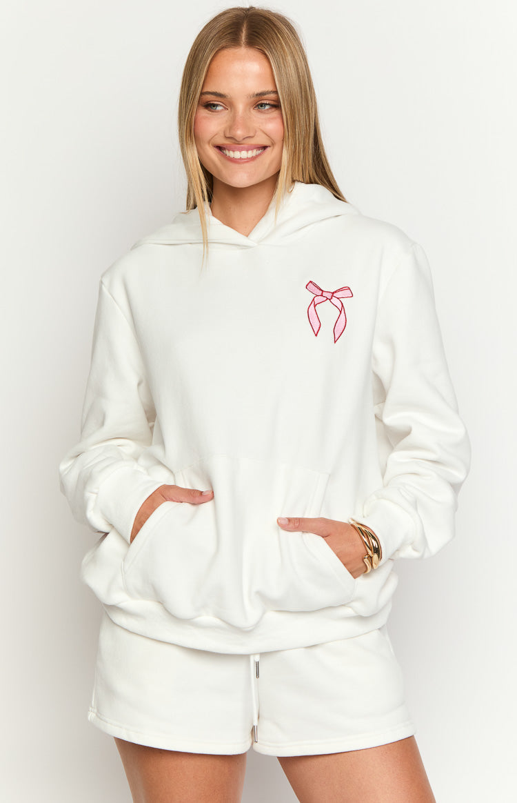 Beyaz Tatlıcı Kapüşonlu Sweatshirt