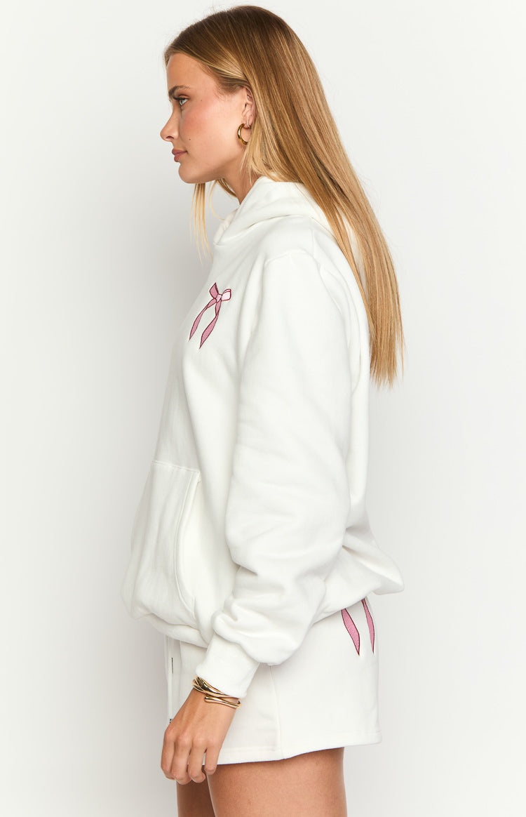 Beyaz Tatlıcı Kapüşonlu Sweatshirt