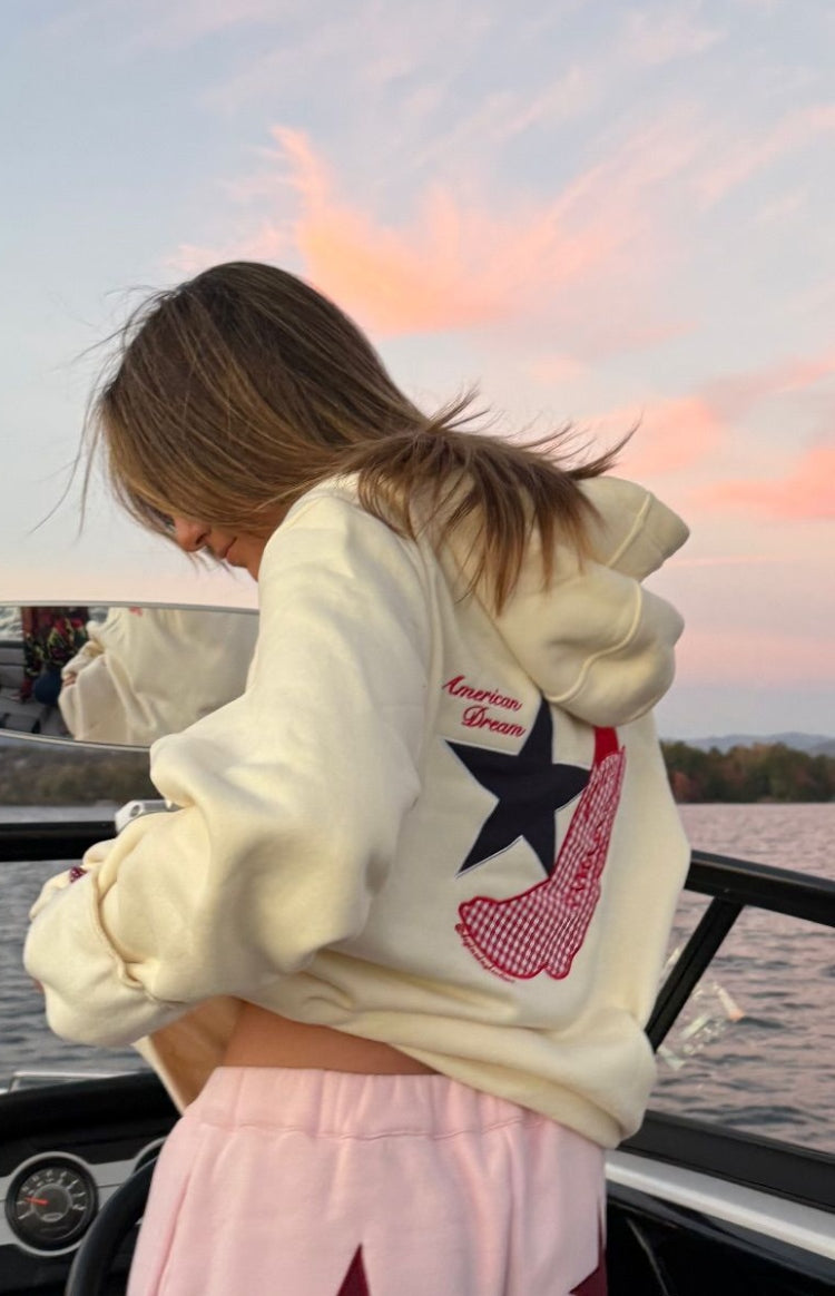 Başlangıç Krem Amerikan Rüyası Kapşonlu Sweatshirt