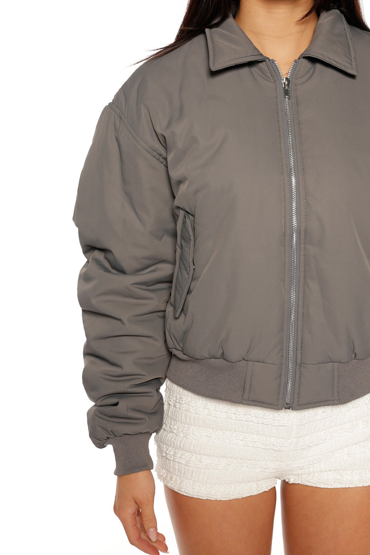 Benson Gri Puff Bomber Ceket