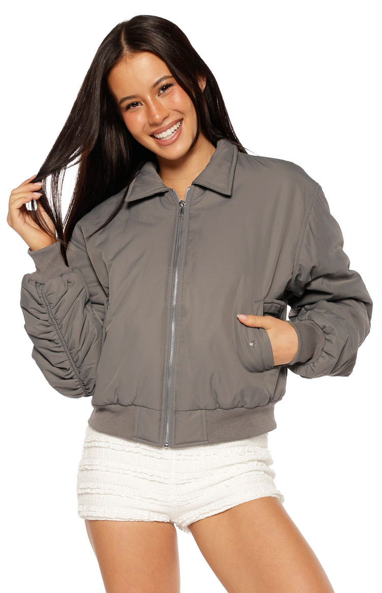 Benson Gri Puff Bomber Ceket