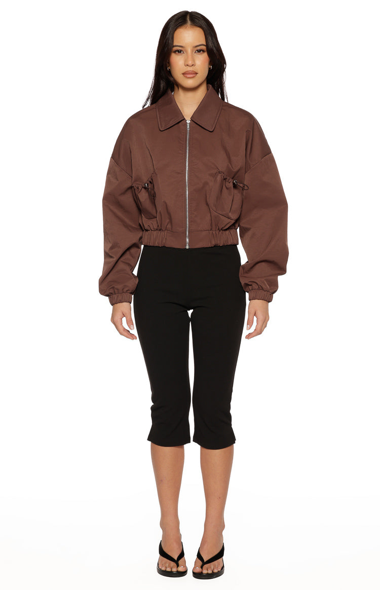 Bobbi Çikolata Yaka Bomber Ceket