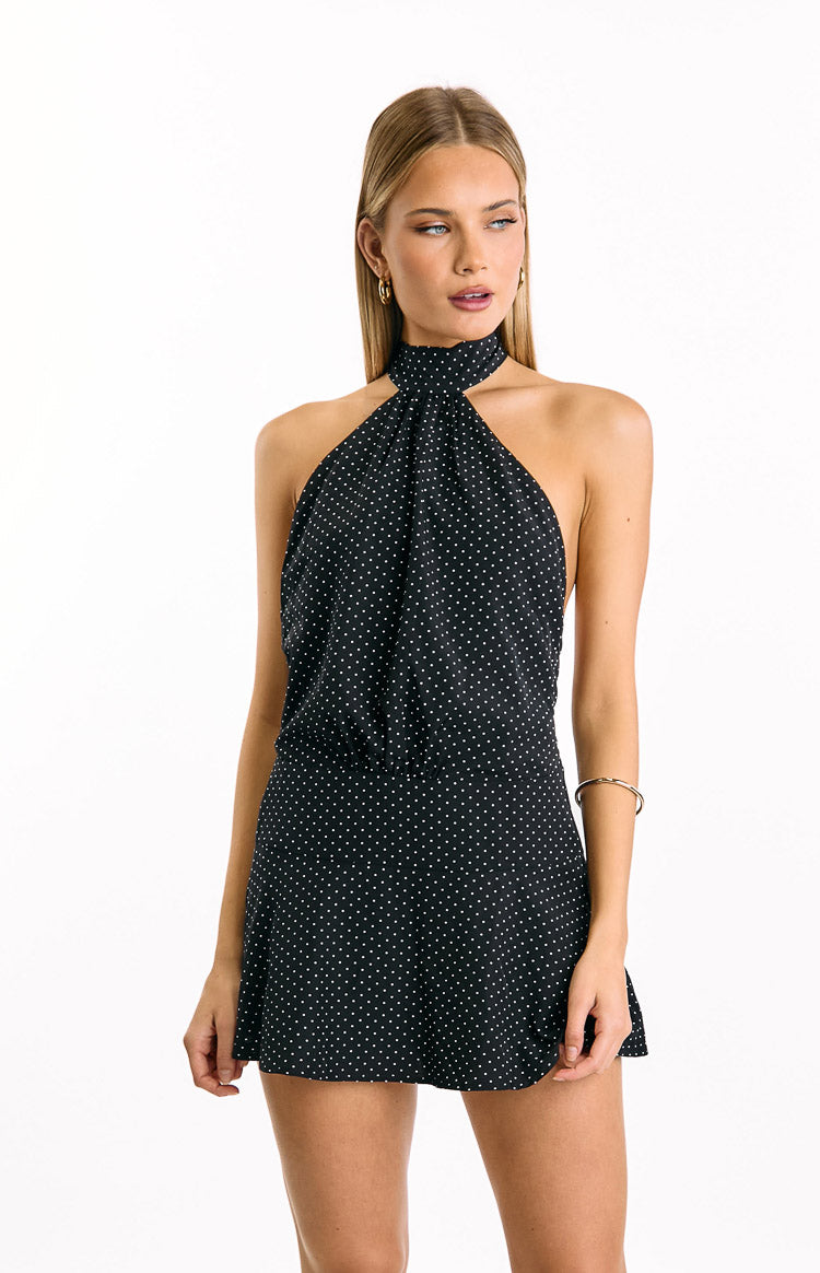 Bryan Siyah Puantiye Mini Elbise - Şık ve Trendy Tasarım