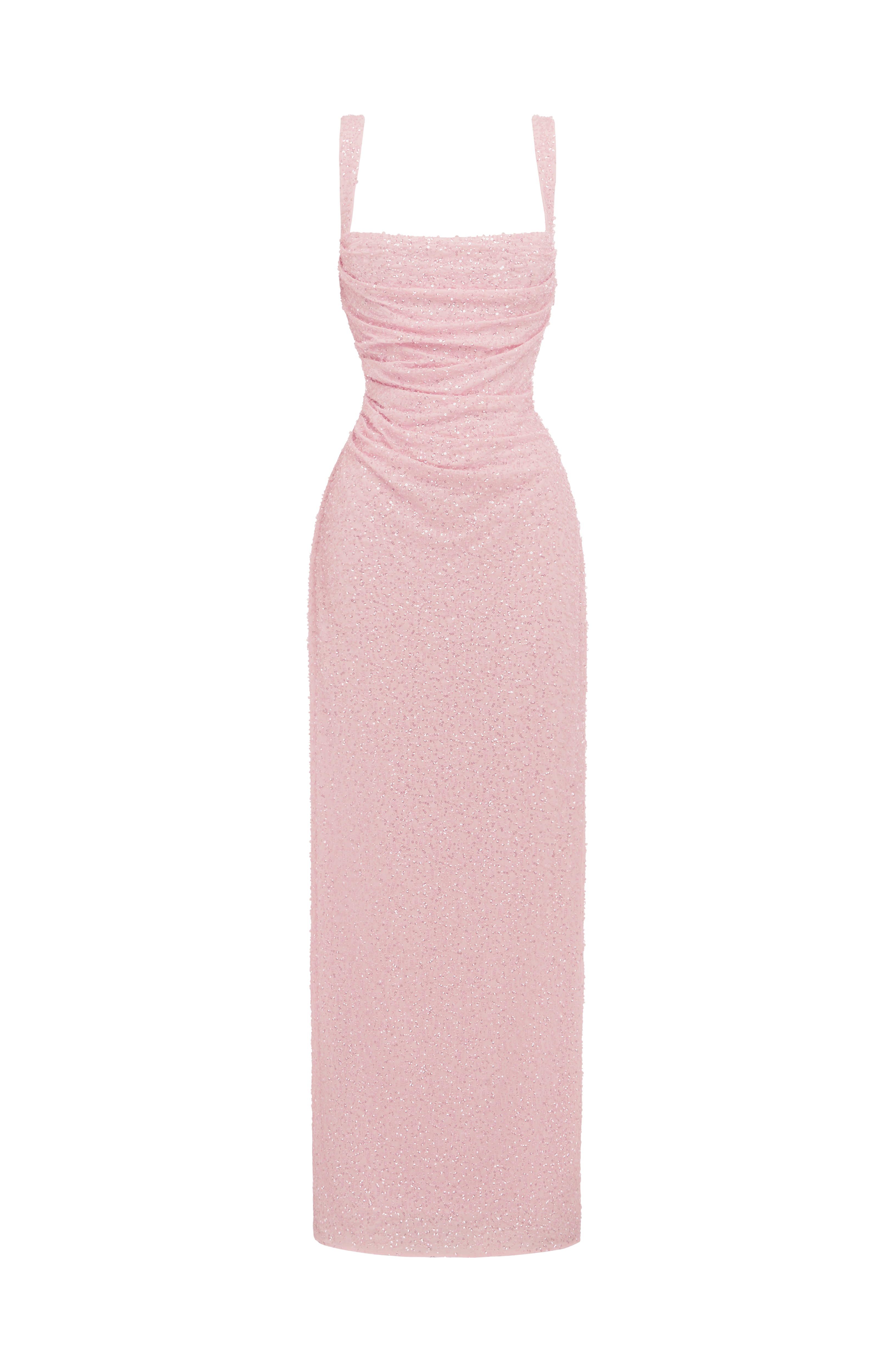 Calanthe Pembe Işıltılı Maxi Elbise