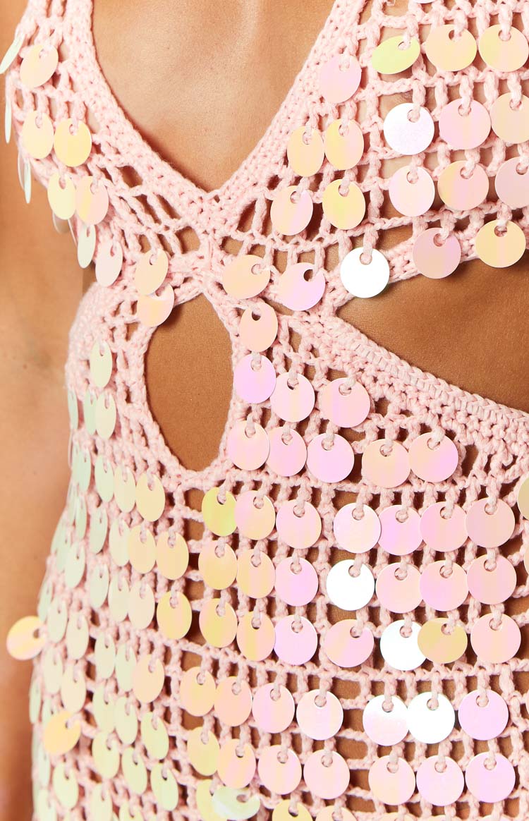 Cindy Pembe Işıltılı Mini Elbise - Şık ve Trend