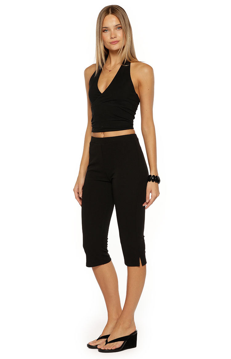Şehir Işıkları Siyah Capri Pantolon