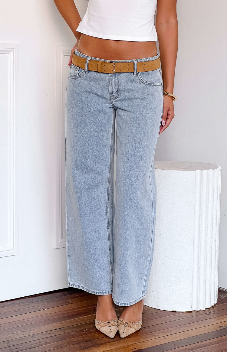 Clara Yıldız Açık Mavi Denim Düşük Bel Kot Pantolon