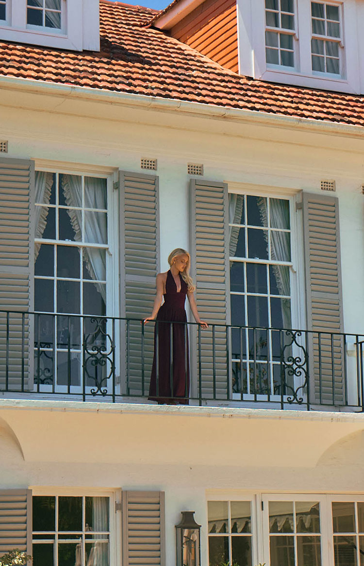 Cosette Bordo Uzun Elbise