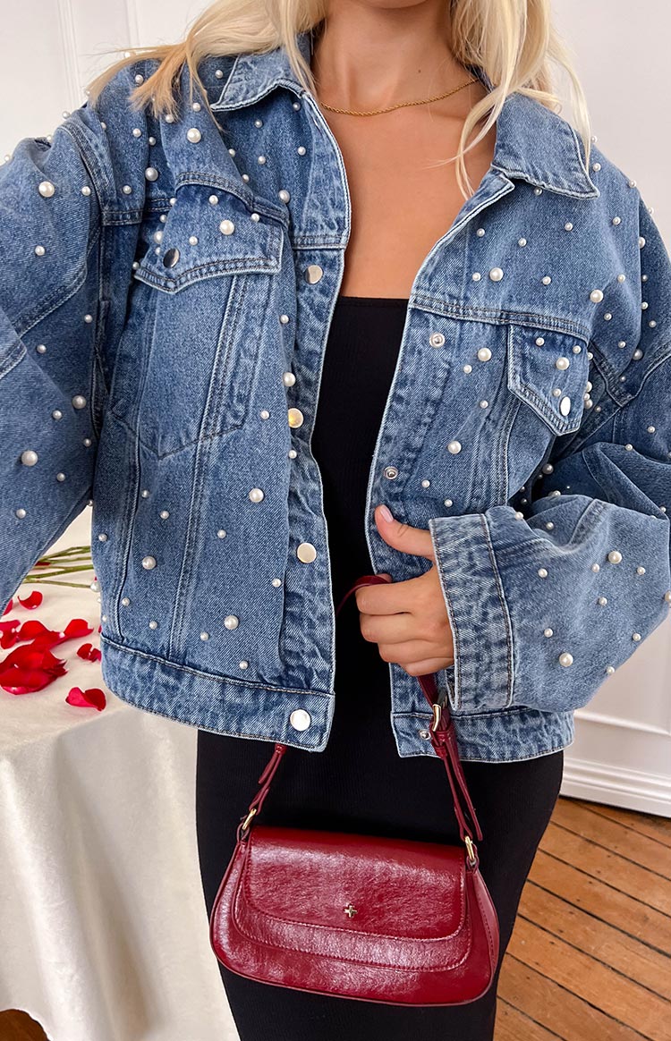 Denim Dazzle İnci Orta Yıkama Denim Ceket