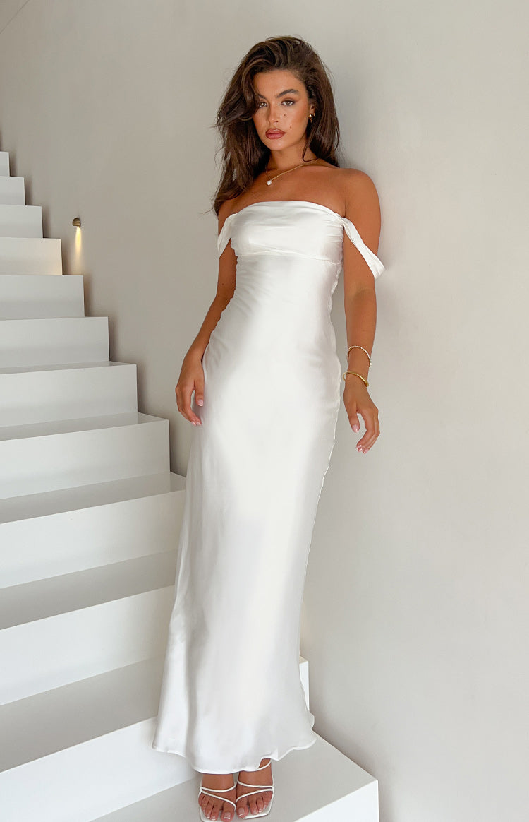 Off Shoulder Beyaz Elbise