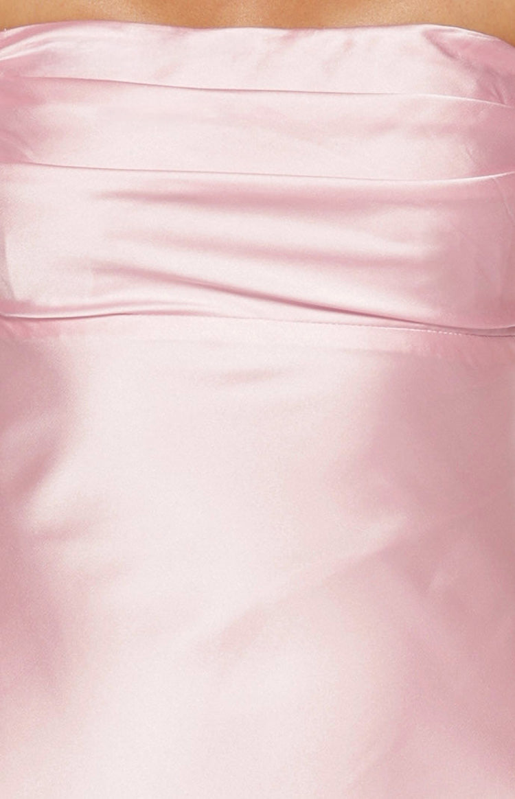 Ella Açık Pembe Off-Shoulder Maxi Elbise