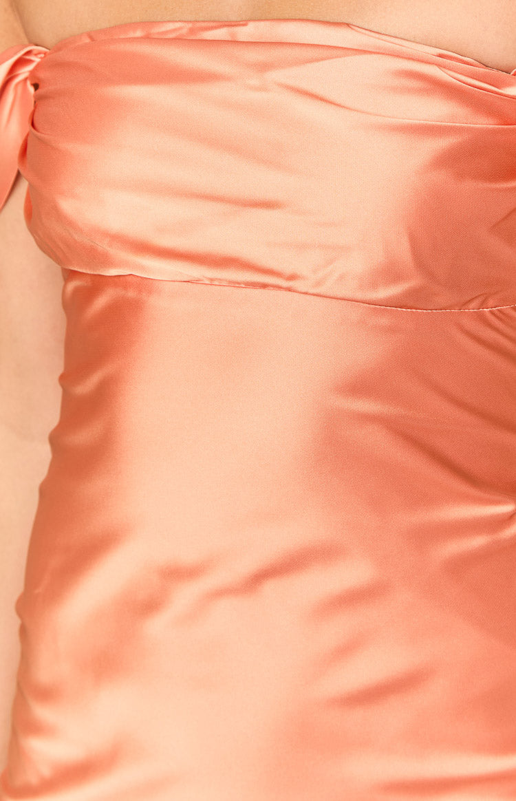 Turuncu Off-Shoulder Şık Elbise - Ella Koleksiyonu