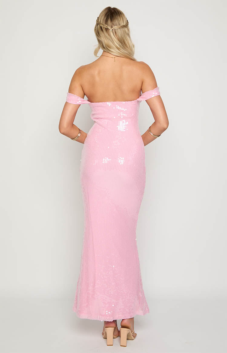 Pembe Askılı Maxi Elbise