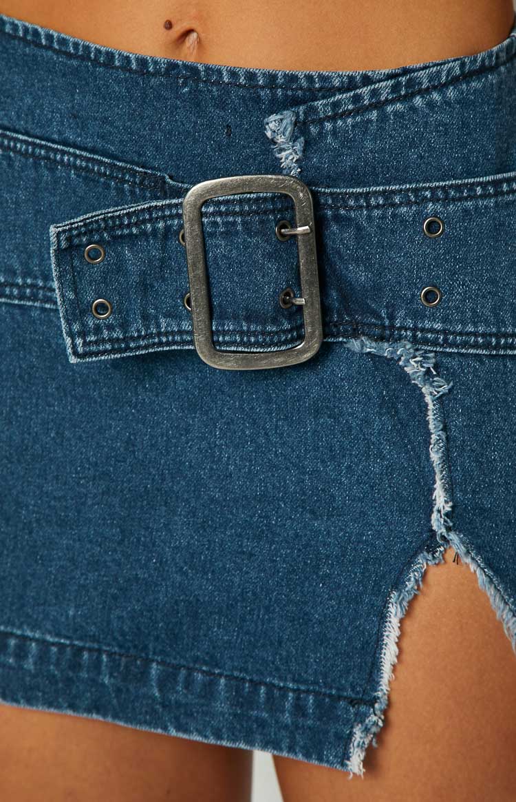 Elouise Tokalı Denim Mini Etek