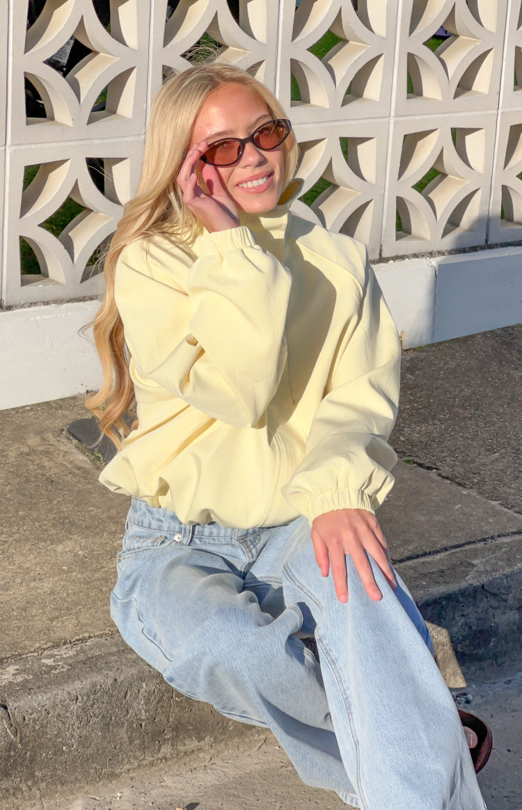 Enya Sarı Spor Ceket - Şık Funnel Yaka Tasarım