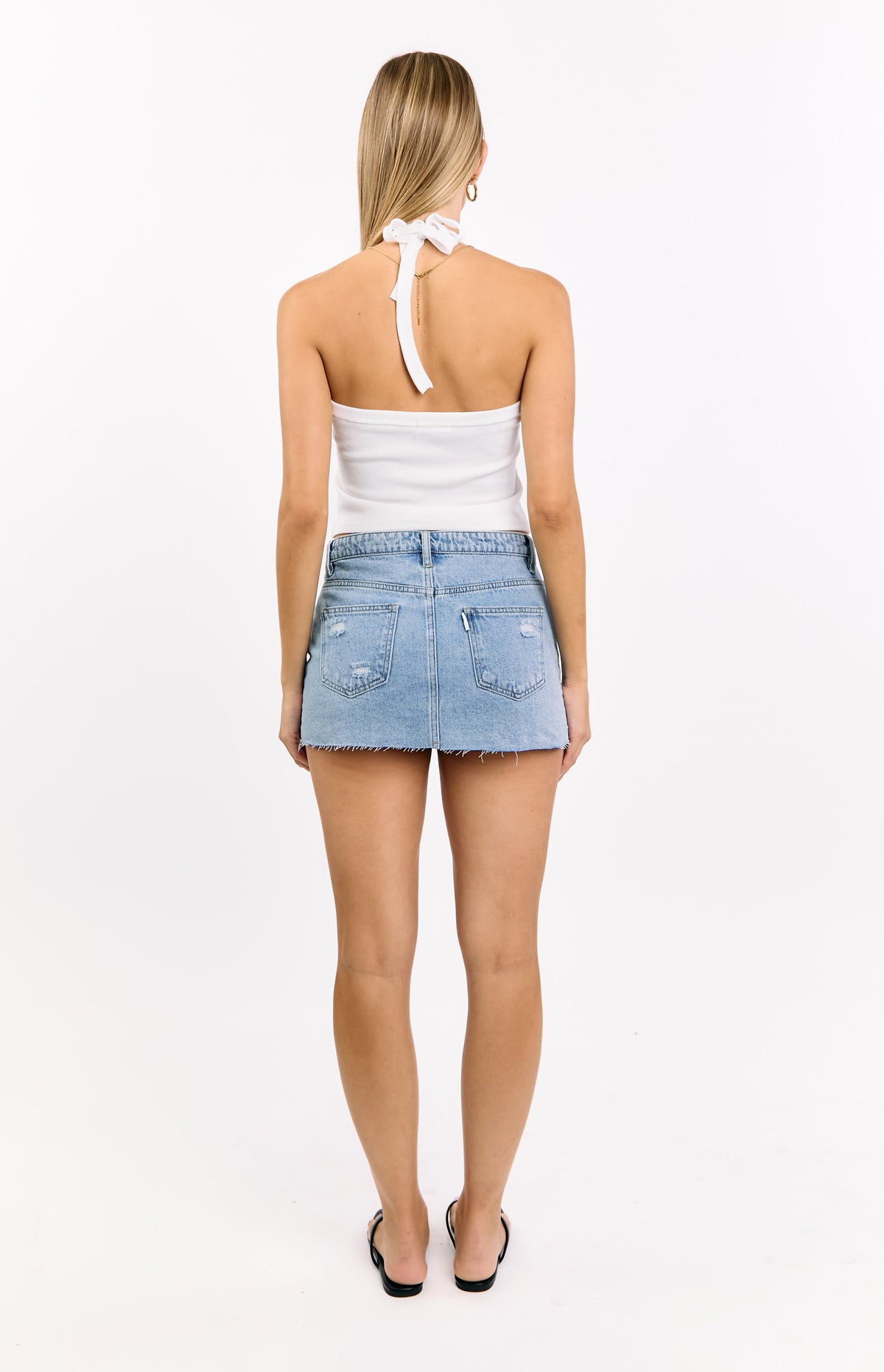 Yüksek Bel Açık Mavi Denim Mini Etek - Aşkı Bul