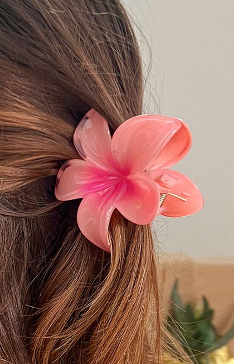 Pembe Frangipani Çiçek Klipsi