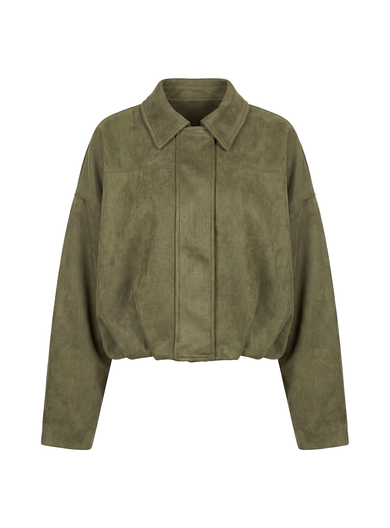 Haki Yapay Süet Bomber Ceket