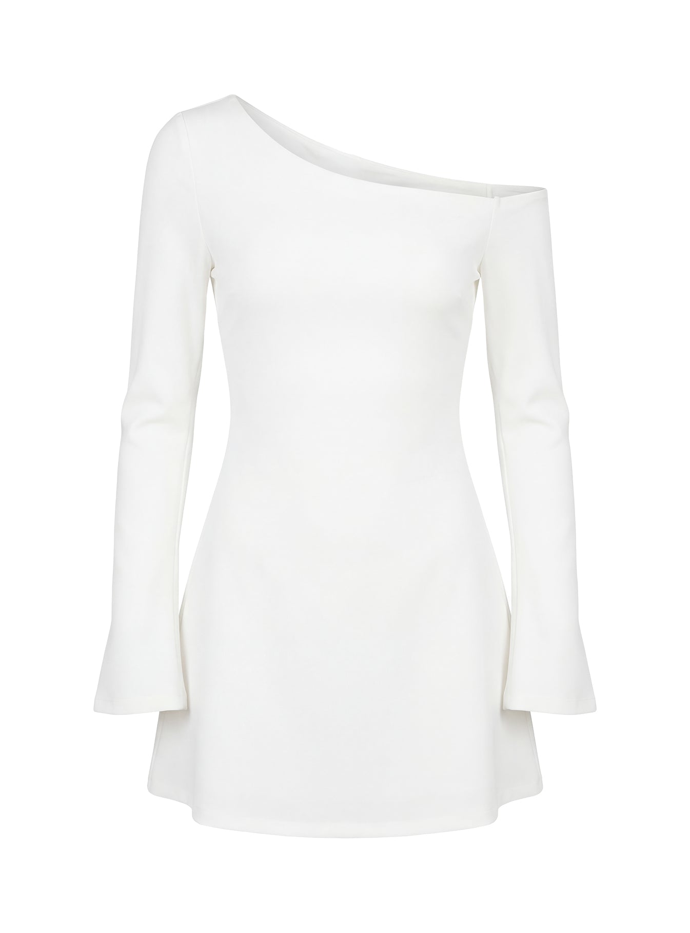 Adrietta Beyaz Uzun Kollu Off Shoulder Mini Elbise