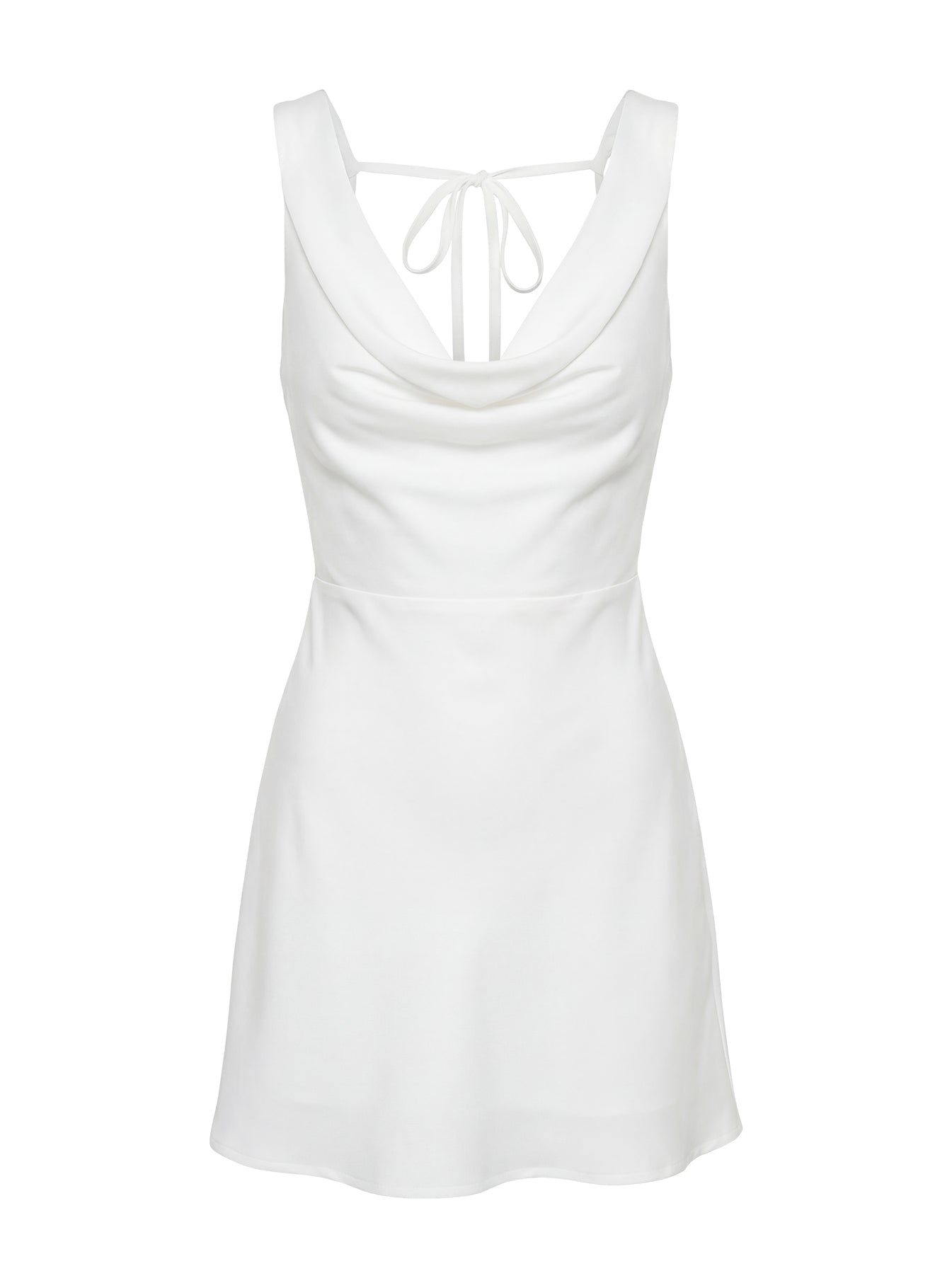 Rozalinda Halter Derin V Yaka Beyaz Mini Elbise