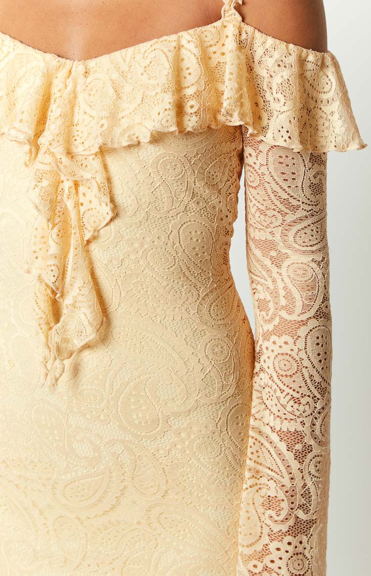 Harlow Krem Dantel Mini Elbise