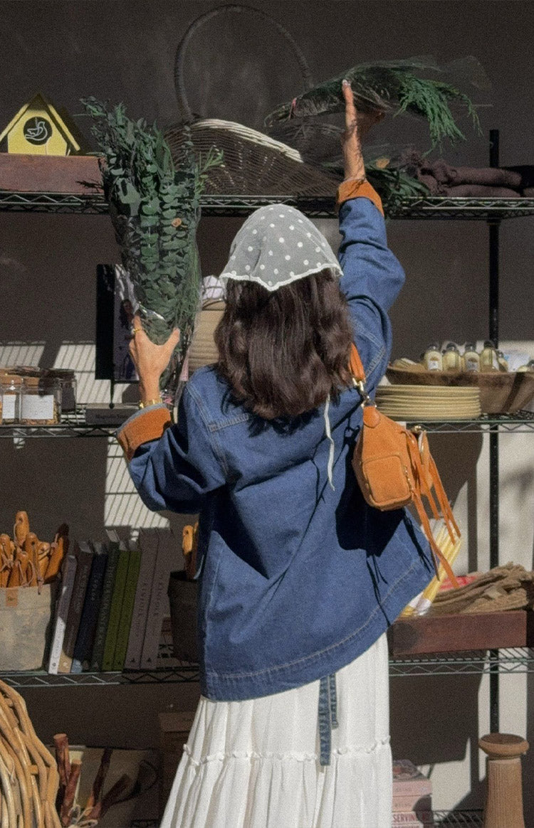 Hendrick Orta Yıkama Denim Kord Trim Oversize Ceket