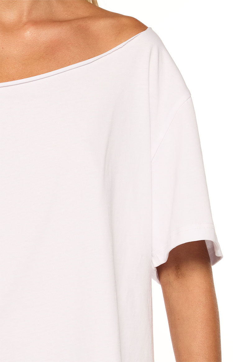Henrie Beyaz Off-Shoulder Kısa Kol Tişört