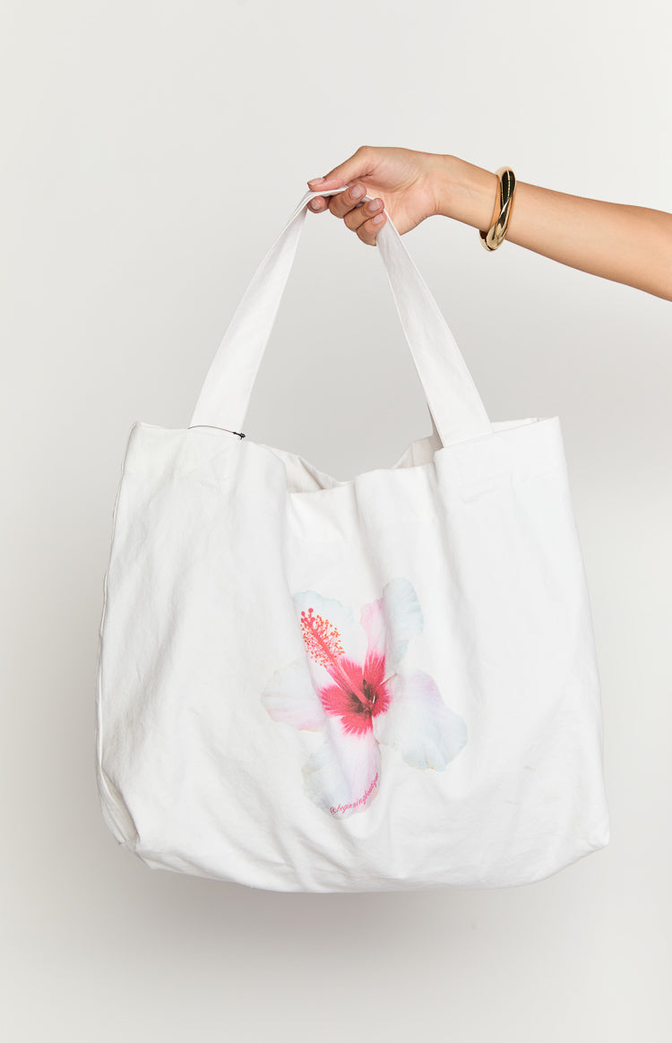 Hibiskus Desenli Tote Çanta