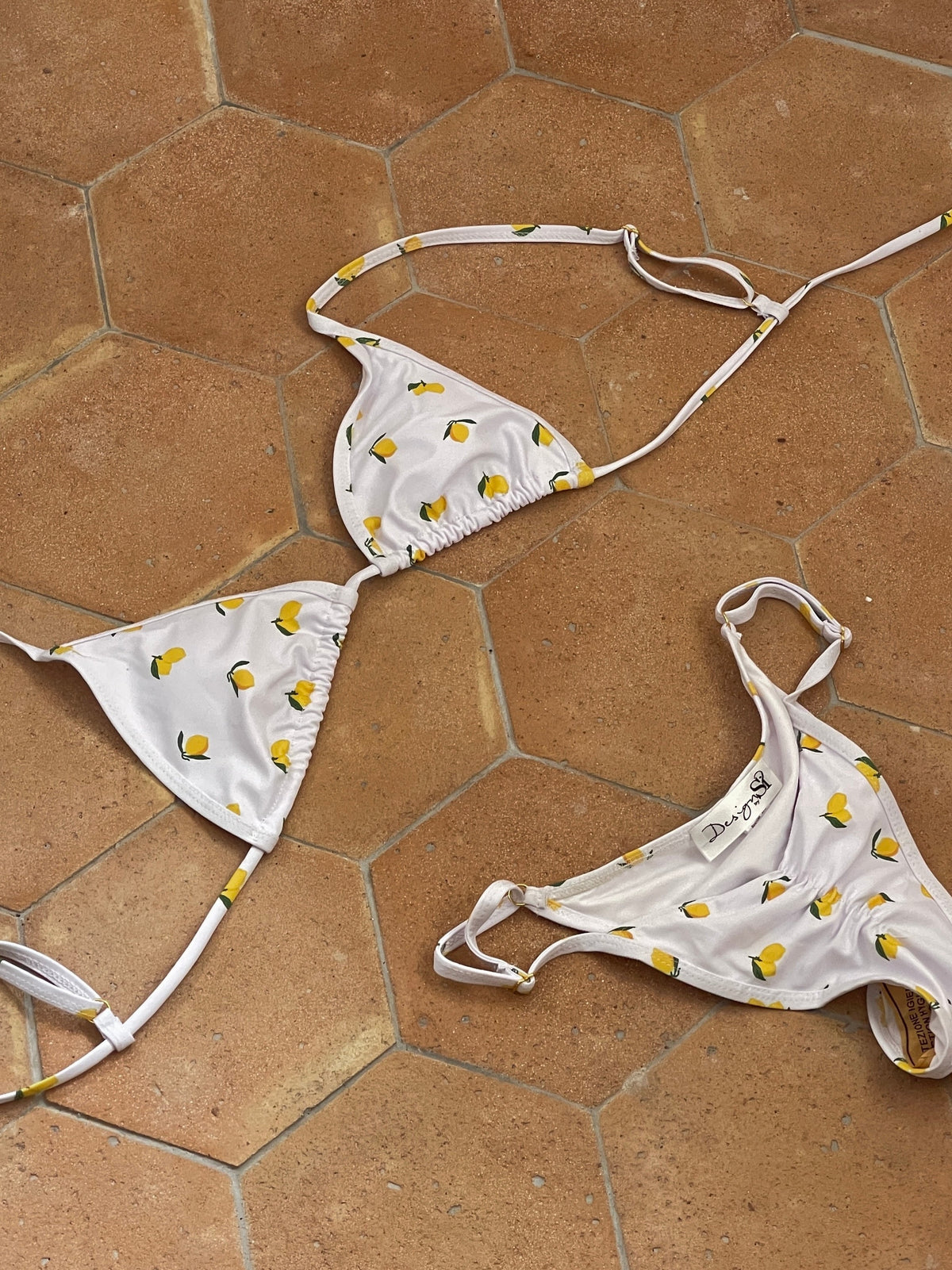 Limonlu Inessa Bikini - Beyaz-Sarı