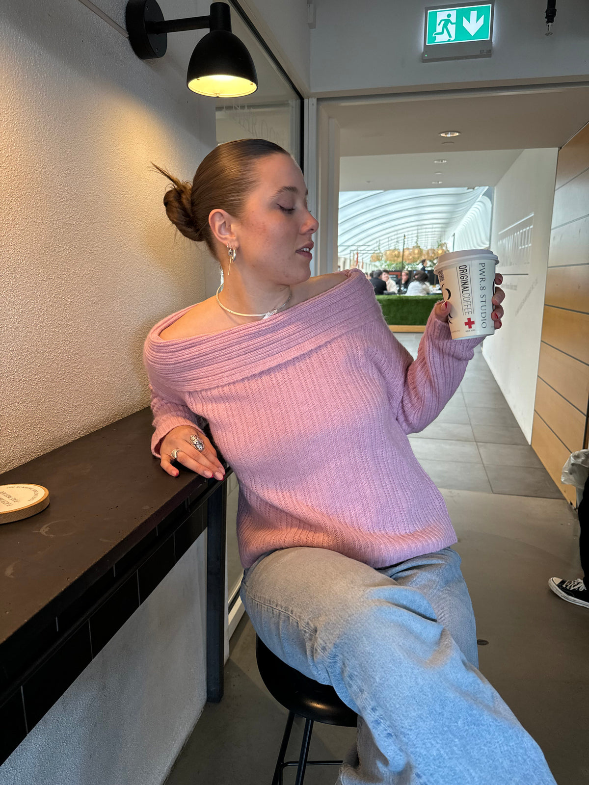 Elinor Pembe Omuz Askılı Triko Bluz