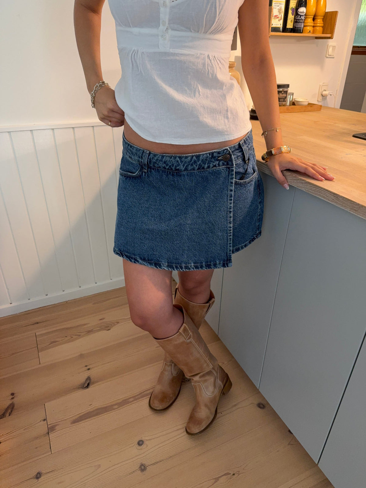 Amilie Mavi Denim Şort Etek
