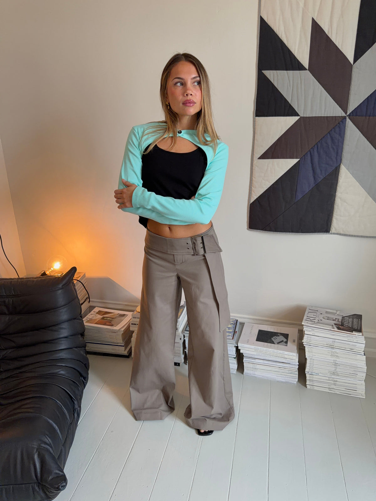Şık Kemerli Tabea Pantolon - Taupe Renk Seçeneği