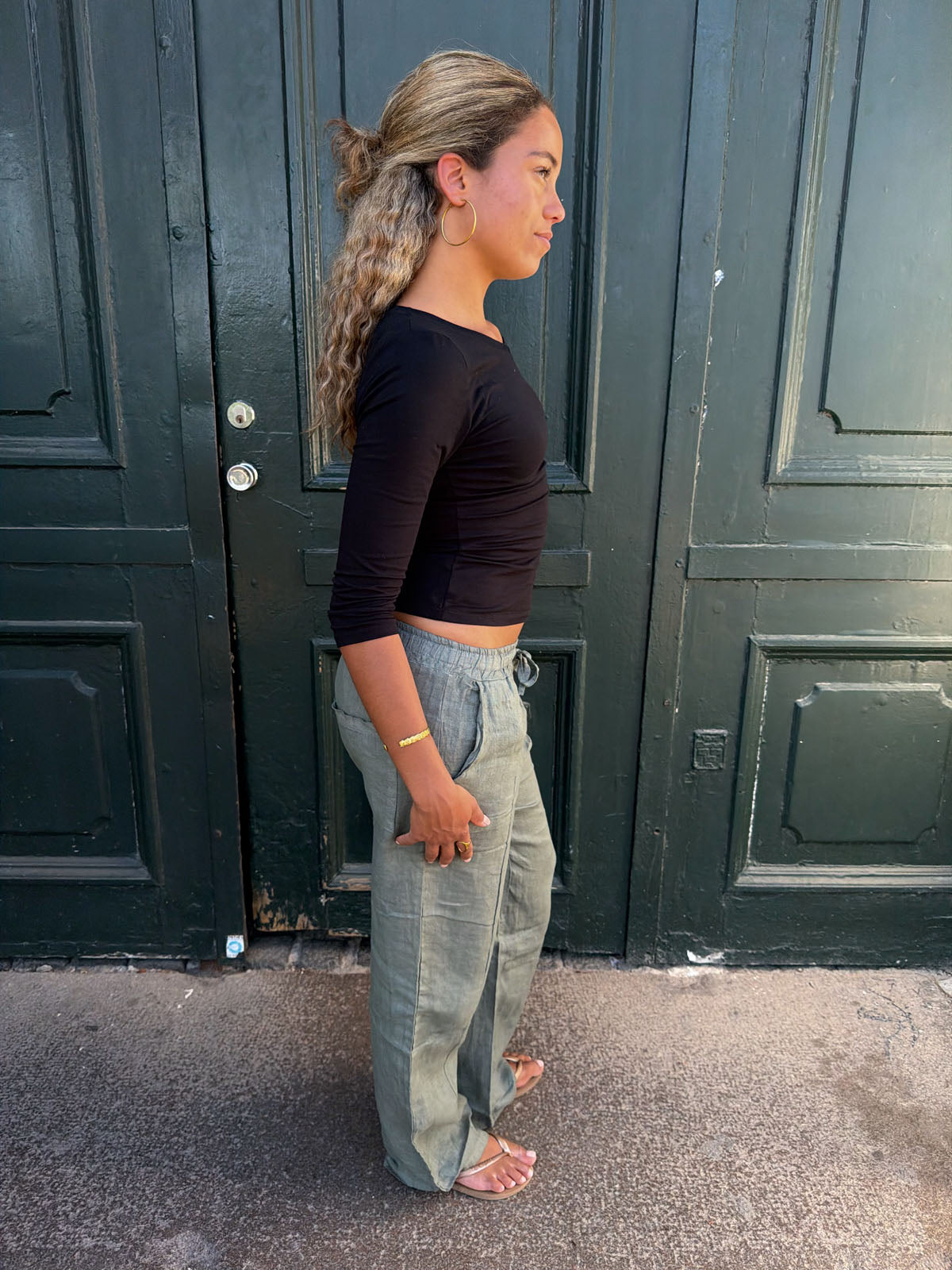 Signe Haki Keten Pantolon