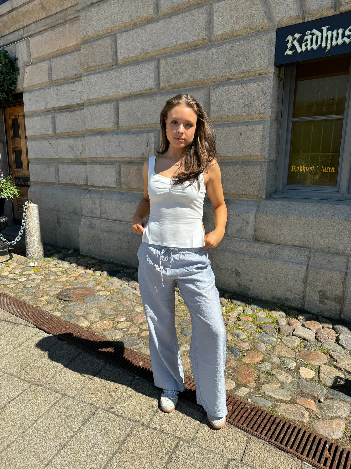 Anila Çizgili Pantolon - Mavi-Beyaz